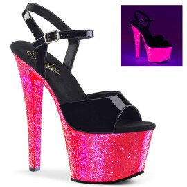 Pleaser Sandalette SKY-309UVLG Schwarz Neon-Pink