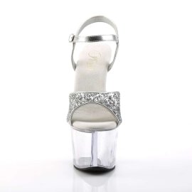 Pleaser Sandalette SKY-310 Silber Glitter Transparent