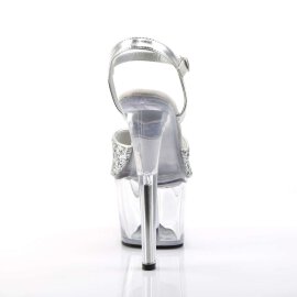 Pleaser Sandalette SKY-310 Silber Glitter Transparent
