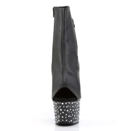 Pleaser STARDANCE-1018-7 Black Faux Leather/Black-Silver...