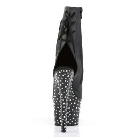Pleaser STARDANCE-1018-7 Black Faux Leather/Black-Silver Multi RS