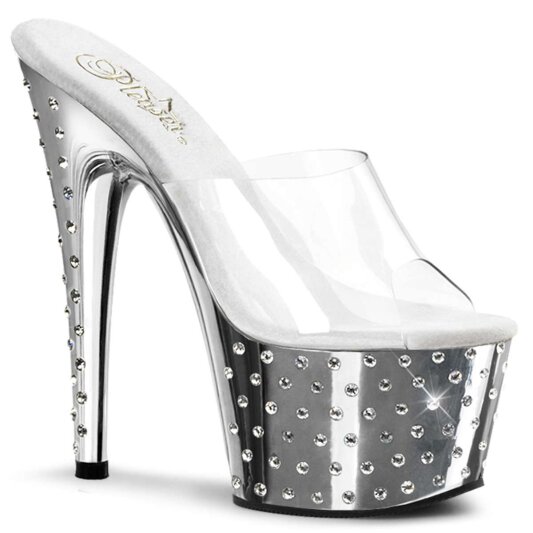 Pleaser Pantolette STARDUST-701 Transparent Silber Chrom