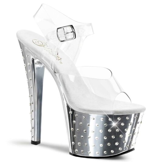 Pleaser Sandalette STARDUST-708 Transparent Silber Chrom