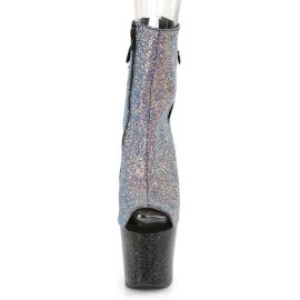 Pleaser Stiefelette UNICORN-1018G Lila-Blau Multi Glitter