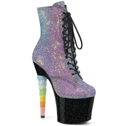Pleaser Stiefelette UNICORN-1020G Lila-Blau Multi Glitter
