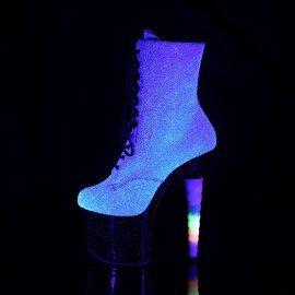 Pleaser Stiefelette UNICORN-1020G Lila-Blau Multi Glitter