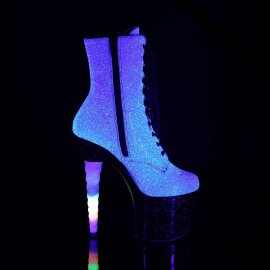 Pleaser Stiefelette UNICORN-1020G Lila-Blau Multi Glitter