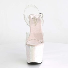 Pleaser Sandalette UNICORN-708LG Transparent Silber Multi...