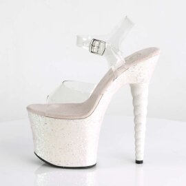 Pleaser Sandalette UNICORN-708LG Transparent Silber Multi Glitter