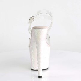 Pleaser Sandalette UNICORN-708LG Transparent Silber Multi Glitter