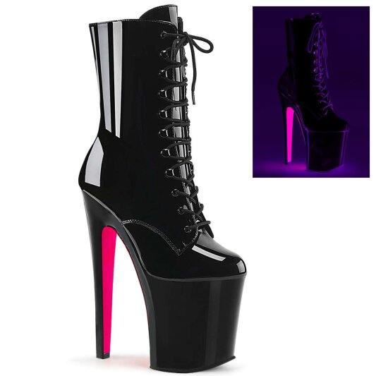 Pleaser Stiefelette XTREME-1020TT Schwarz Neon-Pink