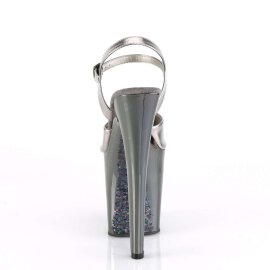 Pleaser Sandalette XTREME-809TTG Schwarz-Silber Metallic Multi Glitter