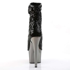 Pleaser Stiefelette ADORE-1008SQ Schwarz Chrom EU-41 / US-11