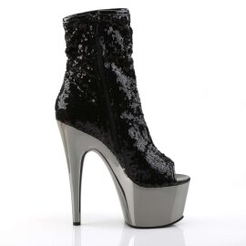 Pleaser Stiefelette ADORE-1008SQ Schwarz Chrom EU-41 / US-11