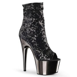 Pleaser Stiefelette ADORE-1008SQ Schwarz Chrom EU-35 / US-5