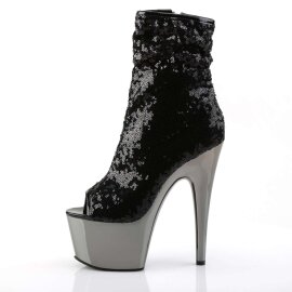 Pleaser Stiefelette ADORE-1008SQ Schwarz Chrom EU-38 / US-8