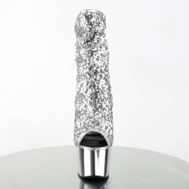 Pleaser Stiefelette ADORE-1008SQ Silber Multi Strass...