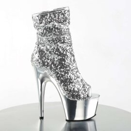 Pleaser Stiefelette ADORE-1008SQ Silber Multi Strass Chrom EU-37 / US-7