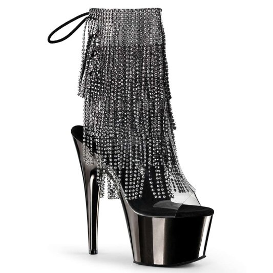 Pleaser Stiefelette ADORE-1017RSF Transparent Silber-Schwarz Chrom EU-35 / US-5