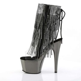Pleaser Stiefelette ADORE-1017RSF Transparent Silber-Schwarz Chrom EU-35 / US-5