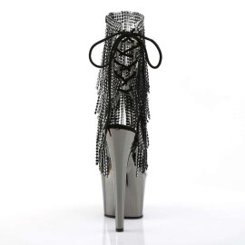 Pleaser Stiefelette ADORE-1017RSF Transparent Silber-Schwarz Chrom EU-35 / US-5