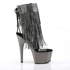 Pleaser Stiefelette ADORE-1017RSF Transparent Silber-Schwarz Chrom EU-35 / US-5