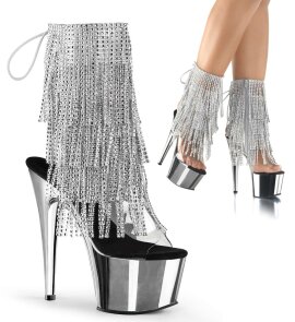 Pleaser Stiefelette ADORE-1017RSF Transparent Silber...
