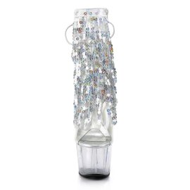 Pleaser Stiefelette ADORE-1017SQF Transparent Silber...