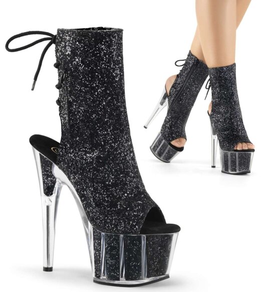 Pleaser Stiefelette ADORE-1018G Schwarz Glitter EU-35 / US-5
