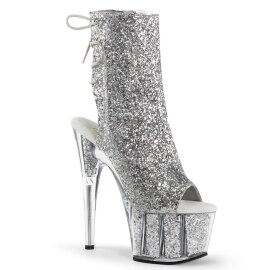 Pleaser Stiefelette ADORE-1018G Silber Glitter EU-40 / US-10
