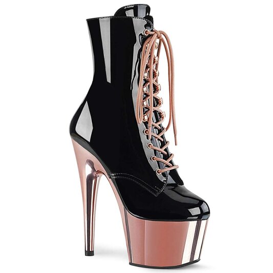 Pleaser Stiefelette ADORE-1020 Schwarz Rose-Gold Chrom EU-35 / US-5