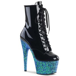 Pleaser Stiefelette ADORE-1020LG Schwarz Blau Glitter EU-35 / US-5