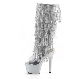Pleaser Kniestiefel ADORE-2024RSF Silber Metallic Strass EU-35 / US-5