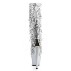 Pleaser Kniestiefel ADORE-2024RSF Silber Metallic Strass EU-35 / US-5