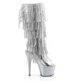 Pleaser Kniestiefel ADORE-2024RSF Silber Metallic Strass EU-35 / US-5