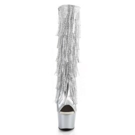 Pleaser Kniestiefel ADORE-2024RSF Silber Metallic Strass EU-37 / US-7
