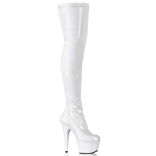 Pleaser Overknee Stiefel ADORE-3000 Weiß EU-37 / US-7