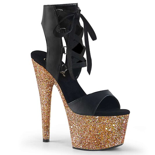 Pleaser Sandalette ADORE-700-14LG Schwarz Gold Multi Glitter EU-35 / US-5