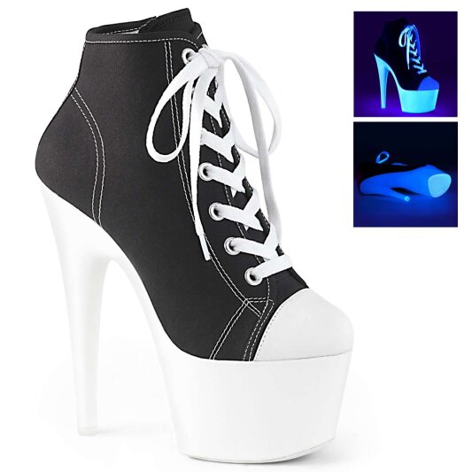 Pleaser Stiefelette ADORE-700SK-02 Schwarz Neon-Weiß EU-35 / US-5
