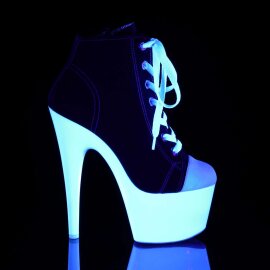 Pleaser Stiefelette ADORE-700SK-02 Schwarz Neon-Weiß EU-35 / US-5