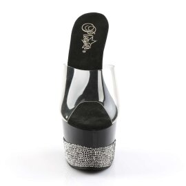 Pleaser Pantolette ADORE-701-3 Transparent Schwarz Silber...