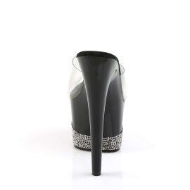 Pleaser Pantolette ADORE-701-3 Transparent Schwarz Silber Strass EU-35 / US-5