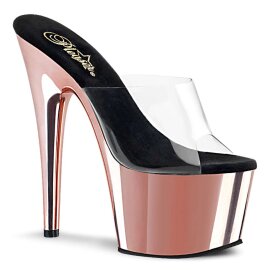 Pleaser Pantolette ADORE-701 Transparent Rose-Gold Chrom...