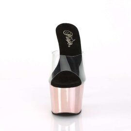 Pleaser Pantolette ADORE-701 Transparent Rose-Gold Chrom...