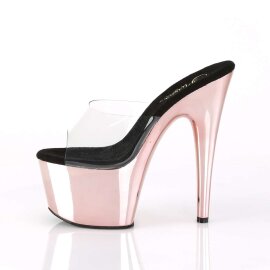 Pleaser Pantolette ADORE-701 Transparent Rose-Gold Chrom EU-35 / US-5