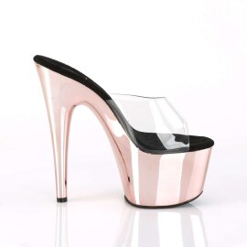 Pleaser Pantolette ADORE-701 Transparent Rose-Gold Chrom EU-35 / US-5