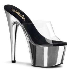 Pleaser Pantolette ADORE-701 Transparent Silber Chrom...
