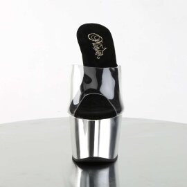 Pleaser Pantolette ADORE-701 Transparent Silber Chrom...