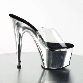 Pleaser Pantolette ADORE-701 Transparent Silber Chrom EU-37 / US-7
