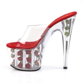 Pleaser Pantolette ADORE-701FL Transparent Rot EU-35 / US-5